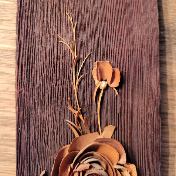 VTG Wooden Flower Wall Plaque. Floral Wall Plaque. Wood Decor. - Picture 3 of 6